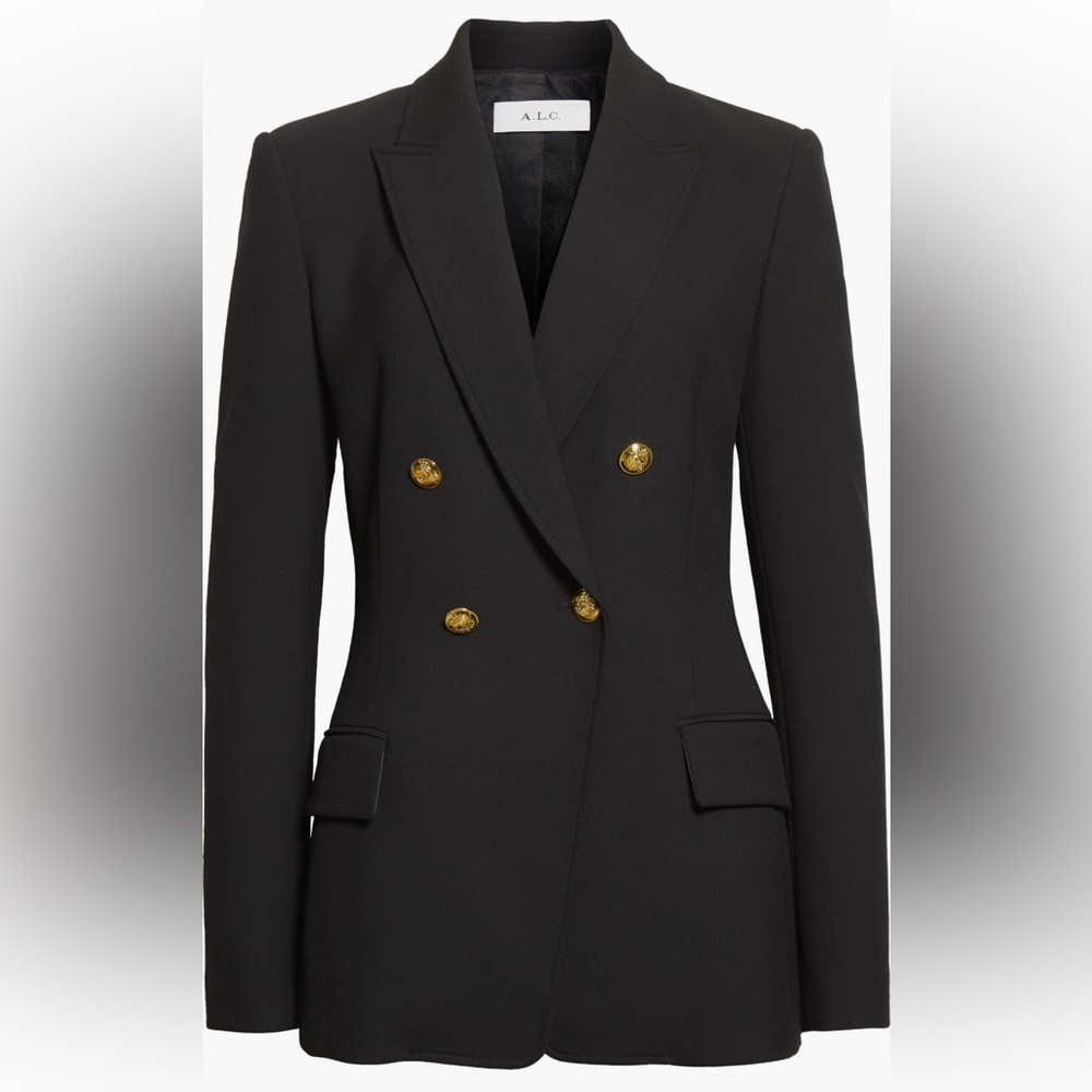 A.L.C. Double-Breasted Black Blazer with Gold Buttons